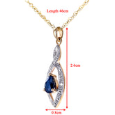 0.6ct Pear Shape Sapphire  and Diamond Drop Pendant in UK Hallmarked 9ct Yellow Gold